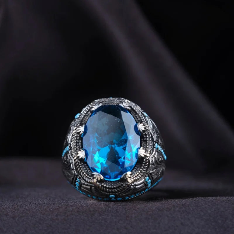 Silver Blue Zircon Ring