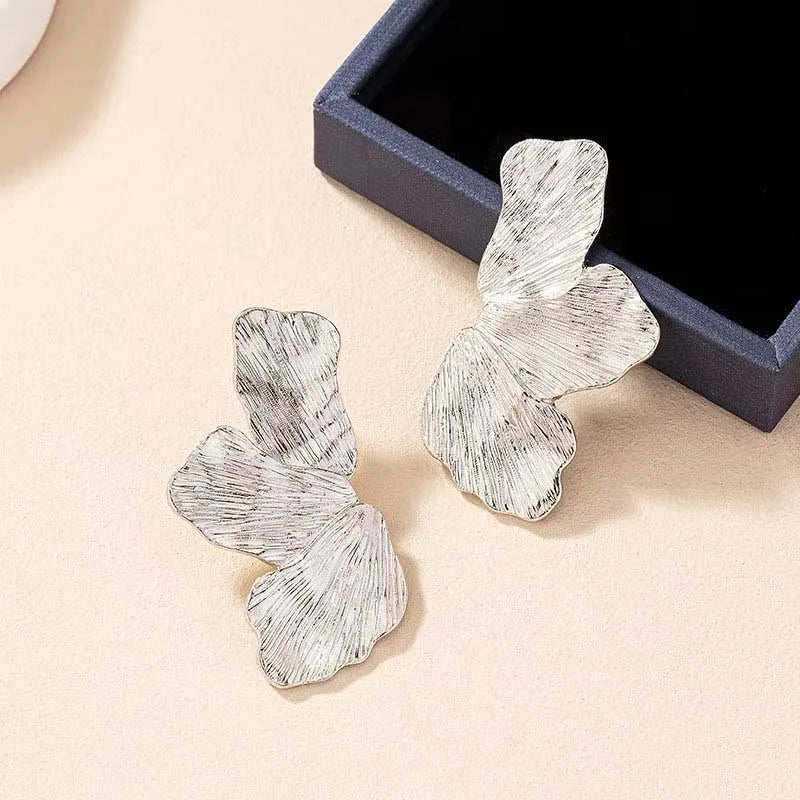 Floral Statement Stud Earrings Vintage Gold
