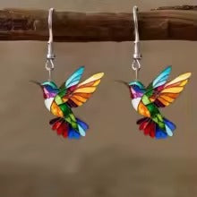 Multicolor Hummingbird Drop Earrings