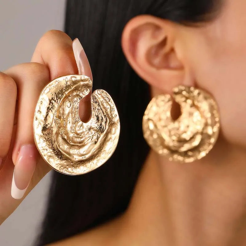 Geometric Statement Stud Earrings Vintage Gold