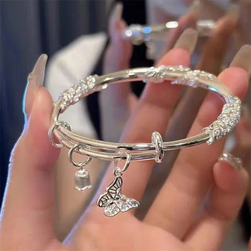 Charm Bangle Bracelet Feminine Silver