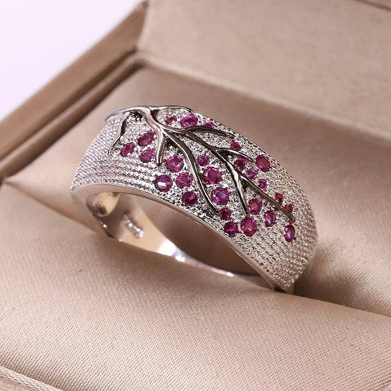 Elegant Blossom Branch Statement Ring