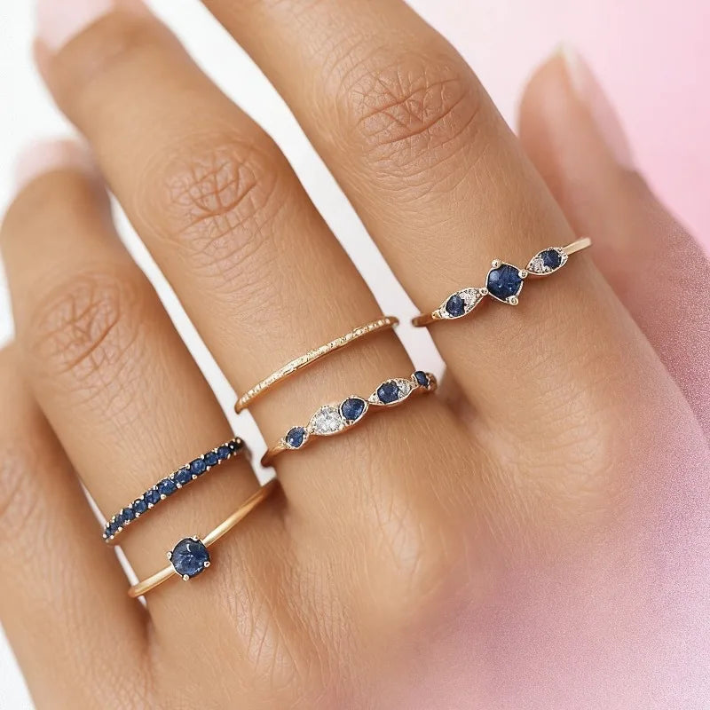 Ring Set – Gold Sapphire Harmony