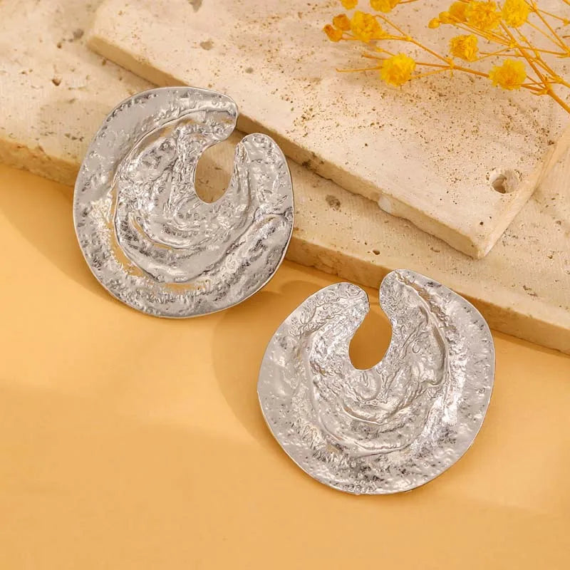 Geometric Statement Stud Earrings Vintage Gold