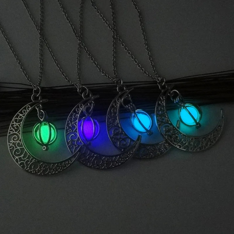 Silver Luminous Moon Necklace