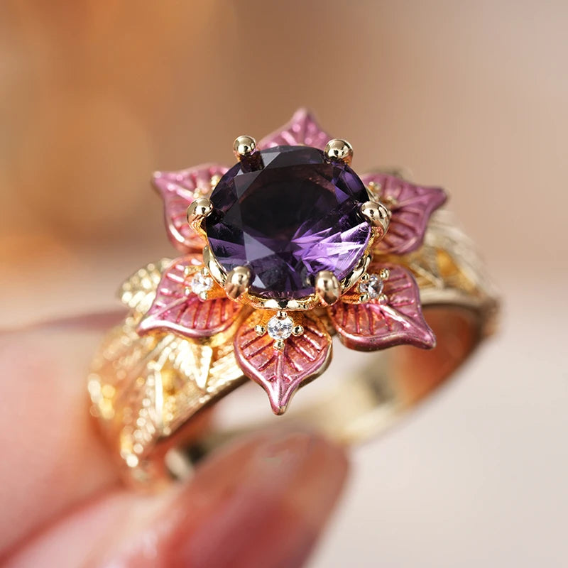 Purple Bloom Gold Floral