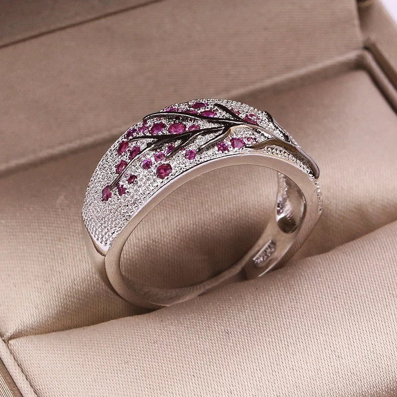 Elegant Blossom Branch Statement Ring