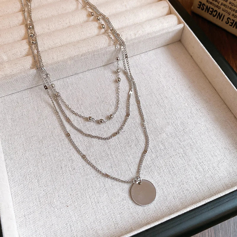 Two-Tone Layered Disc Necklace