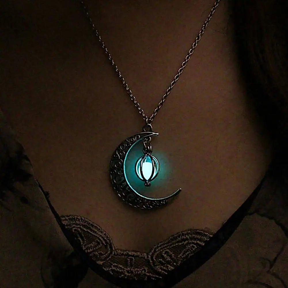 Silver Luminous Moon Necklace