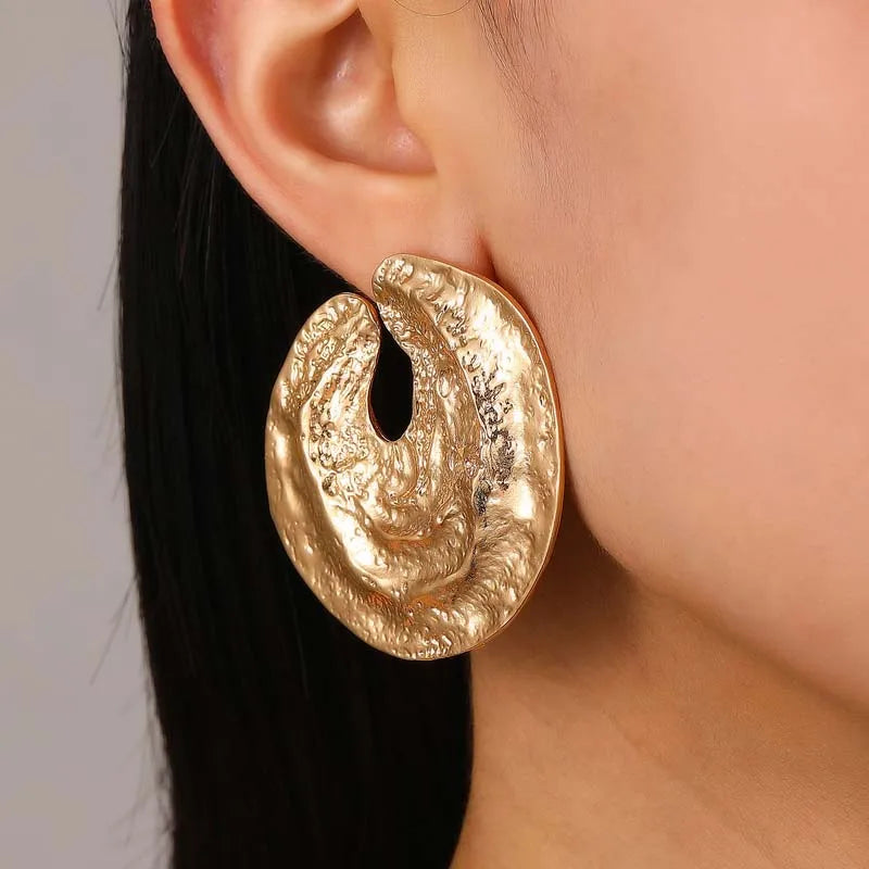 Geometric Statement Stud Earrings Vintage Gold