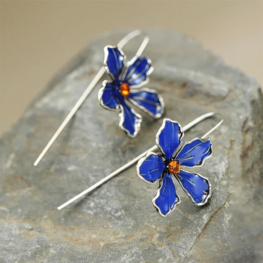 Golden Blue Drop Earrings
