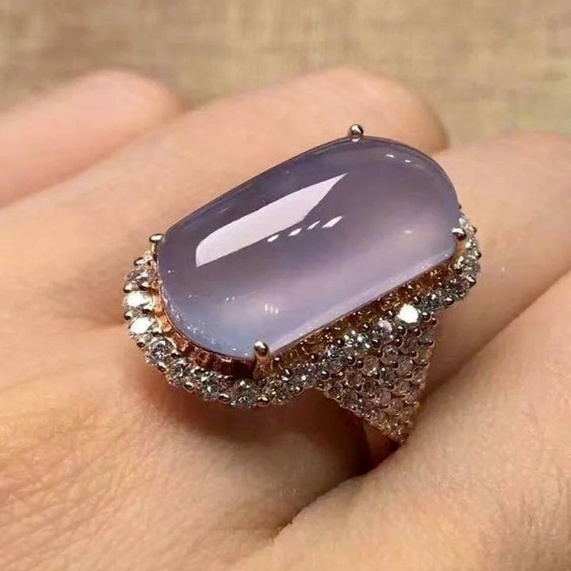 Luxury Purple Zircon Silver Statement Ring