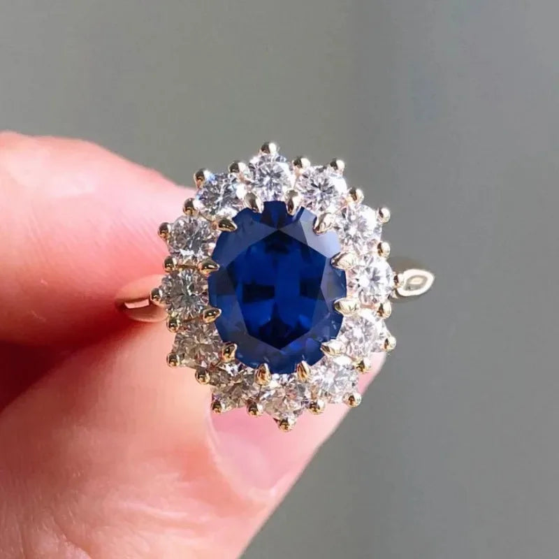 Golden Blue Zircon Ring