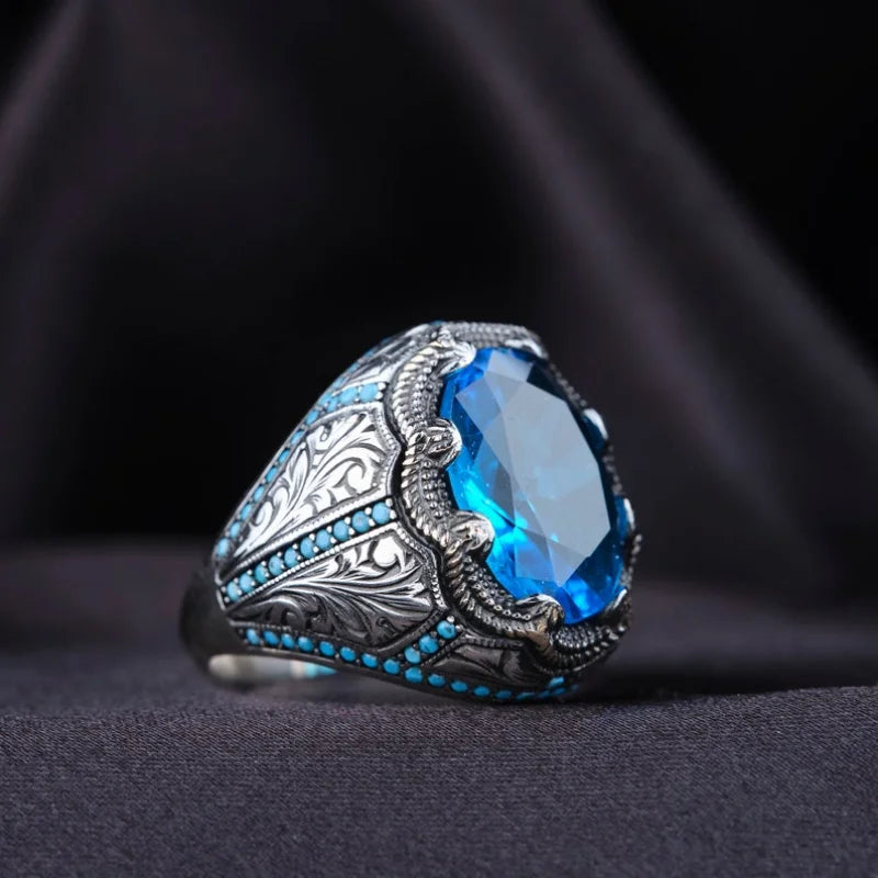 Silver Blue Zircon Ring