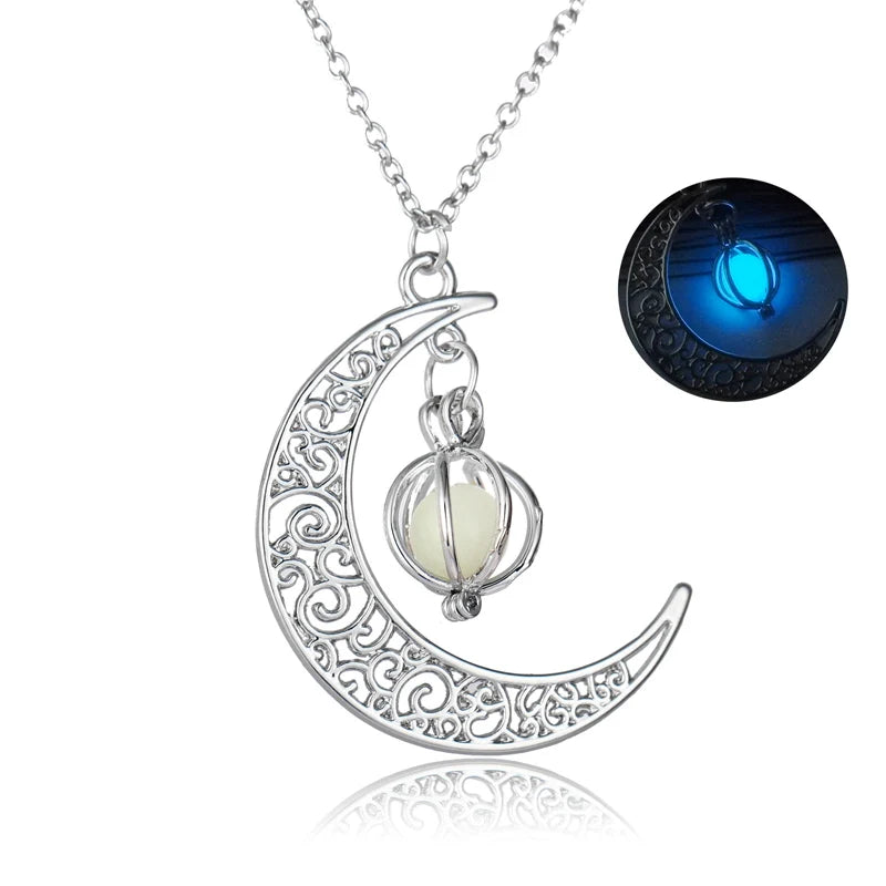 Silver Luminous Moon Necklace