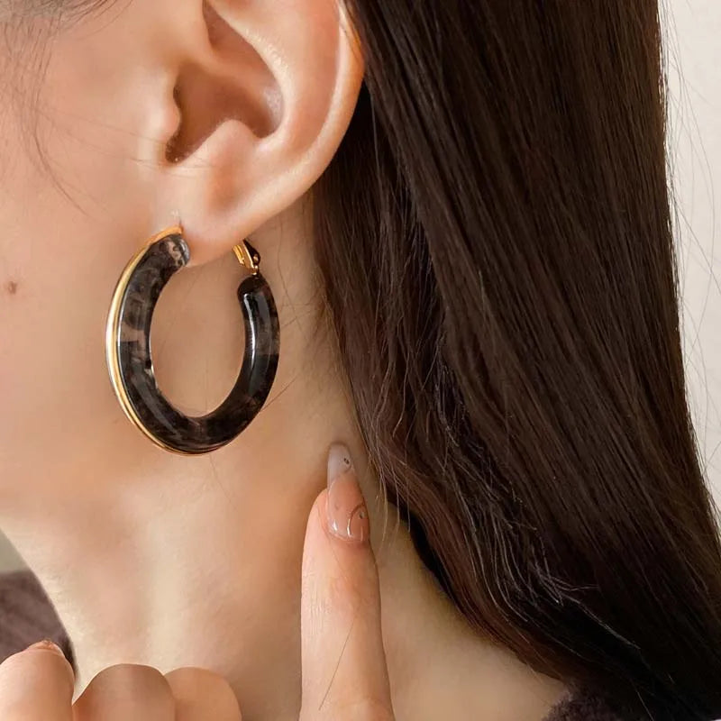 Resin Hoop Statement Earrings