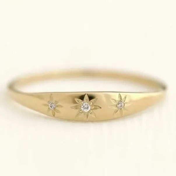 Celestial Starburst Golden Ring
