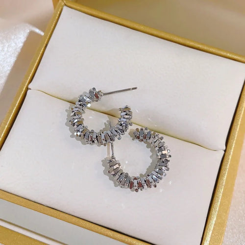 C-Shape Hoop Earrings Vintage Gold