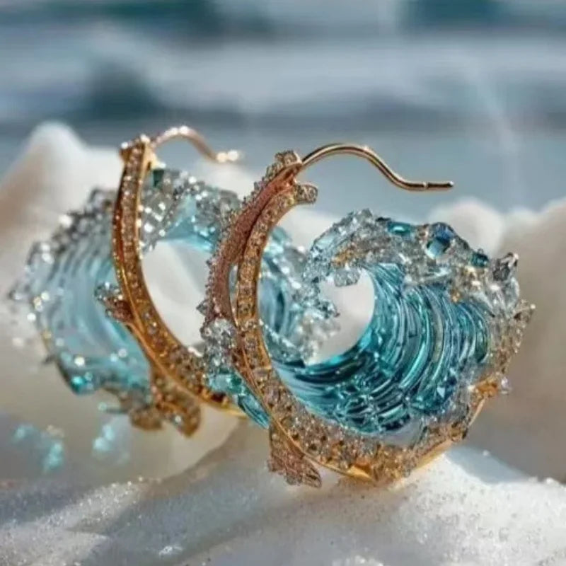 Ocean Wave Drop Earrings