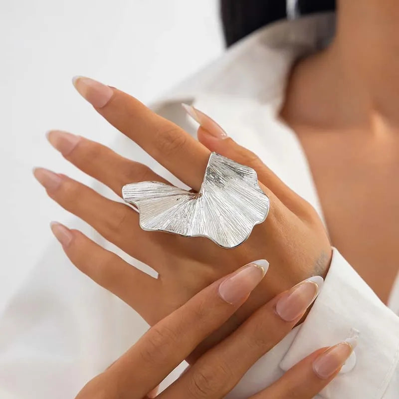 Textured Leaf Statement Ring