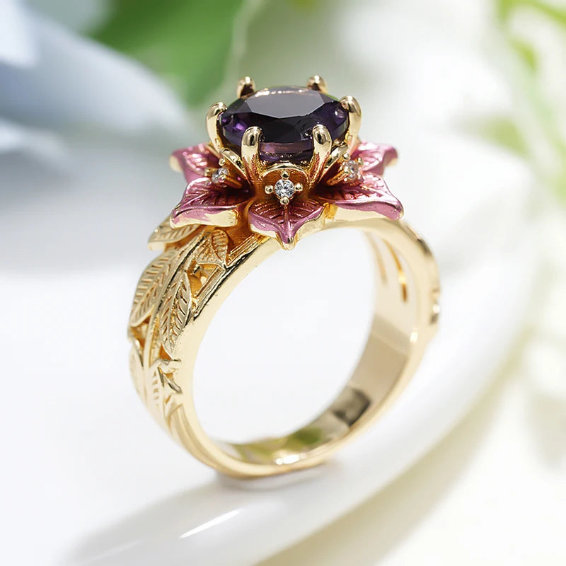 Purple Bloom Gold Floral