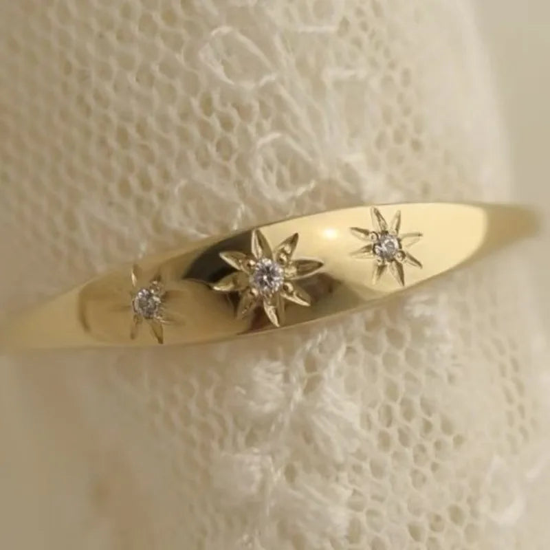 Celestial Starburst Golden Ring