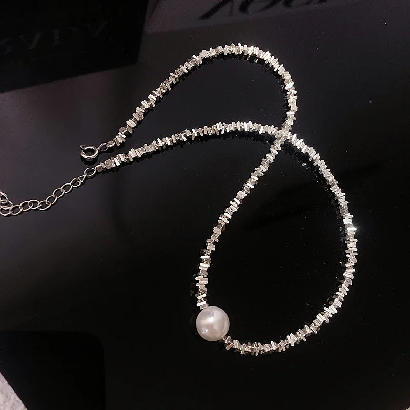 Necklace Delicate Pearl Silver