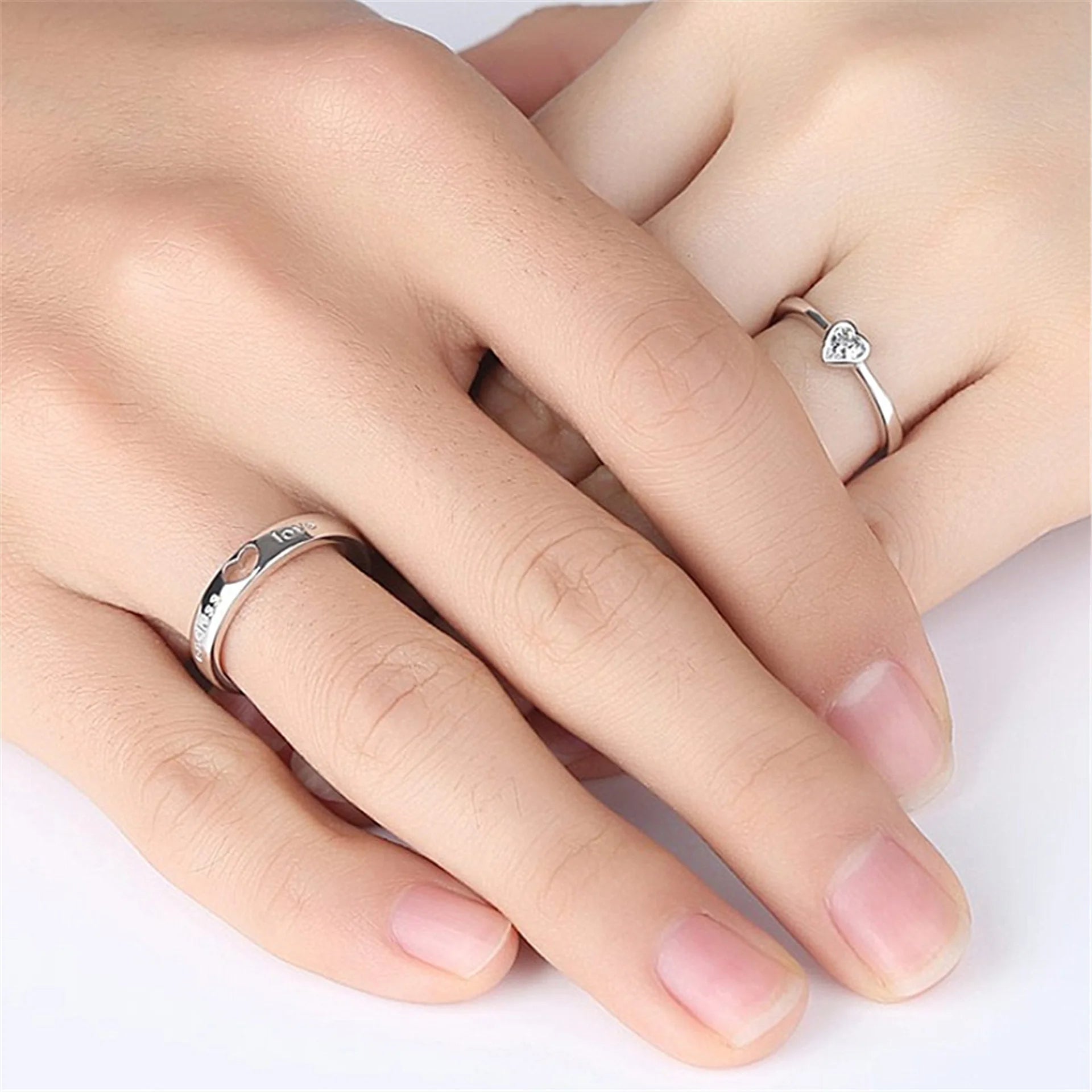 Couple Rings Set – Silver Heart Promise