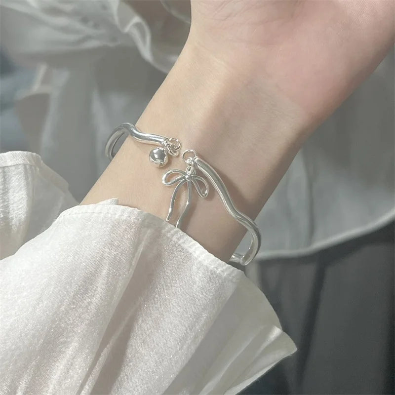 Charm Bangle Bracelet Feminine Silver