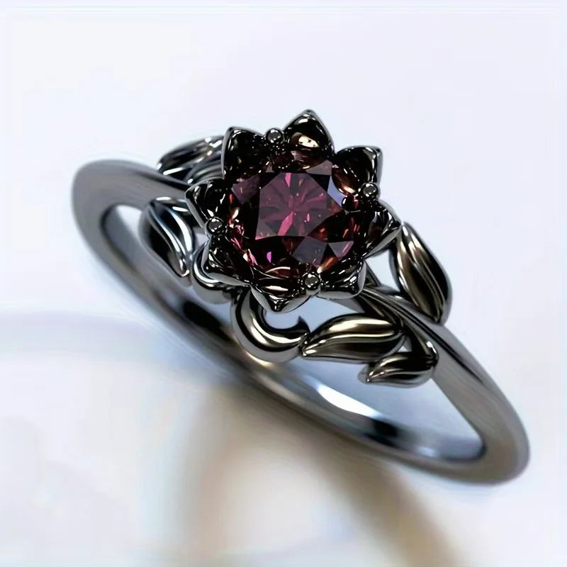 Ring Mystic Black Flower