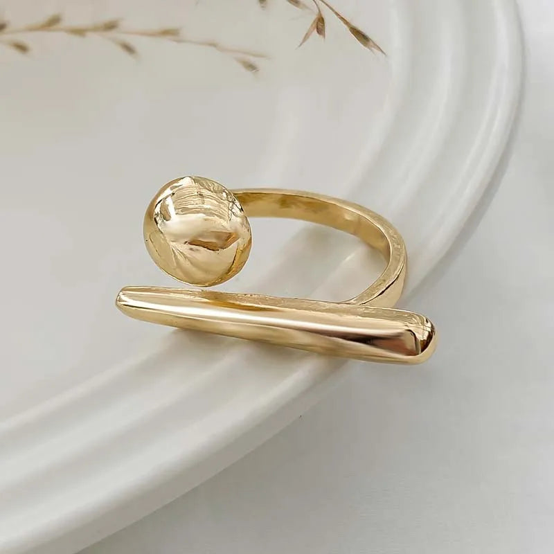 Geometric Open Ring Punk Gold