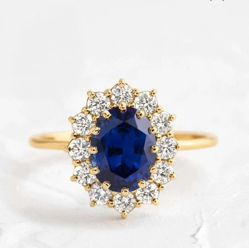 Golden Blue Zircon Ring