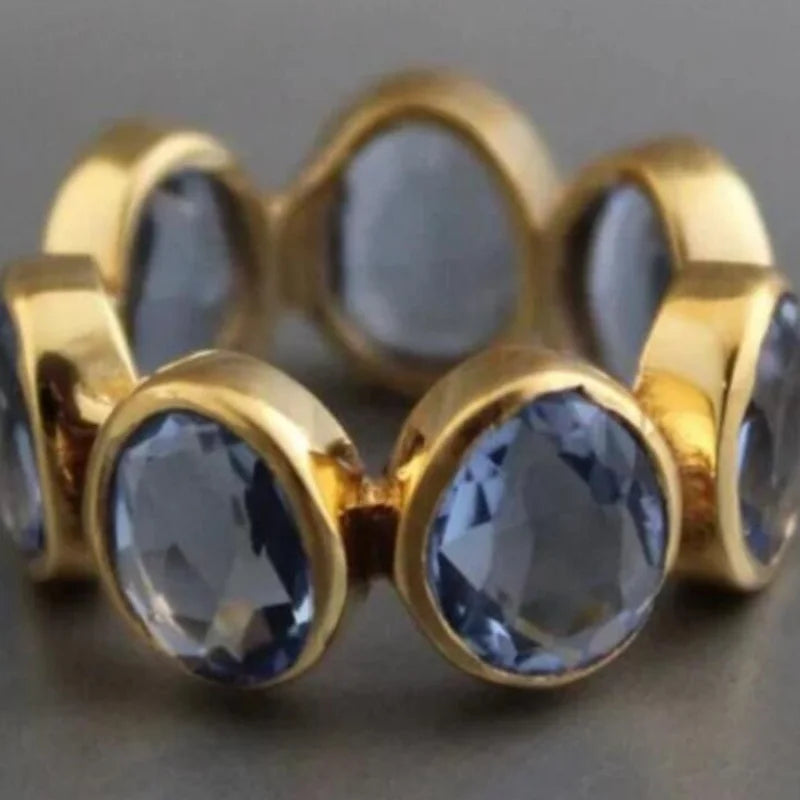 Golden Blue Zirconia Ring