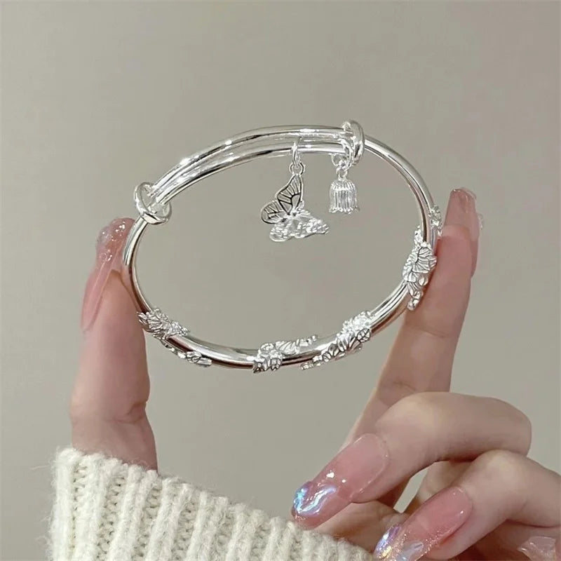 Charm Bangle Bracelet Feminine Silver