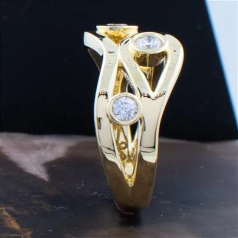 Geometric Stackable Golden Minimalist Ring