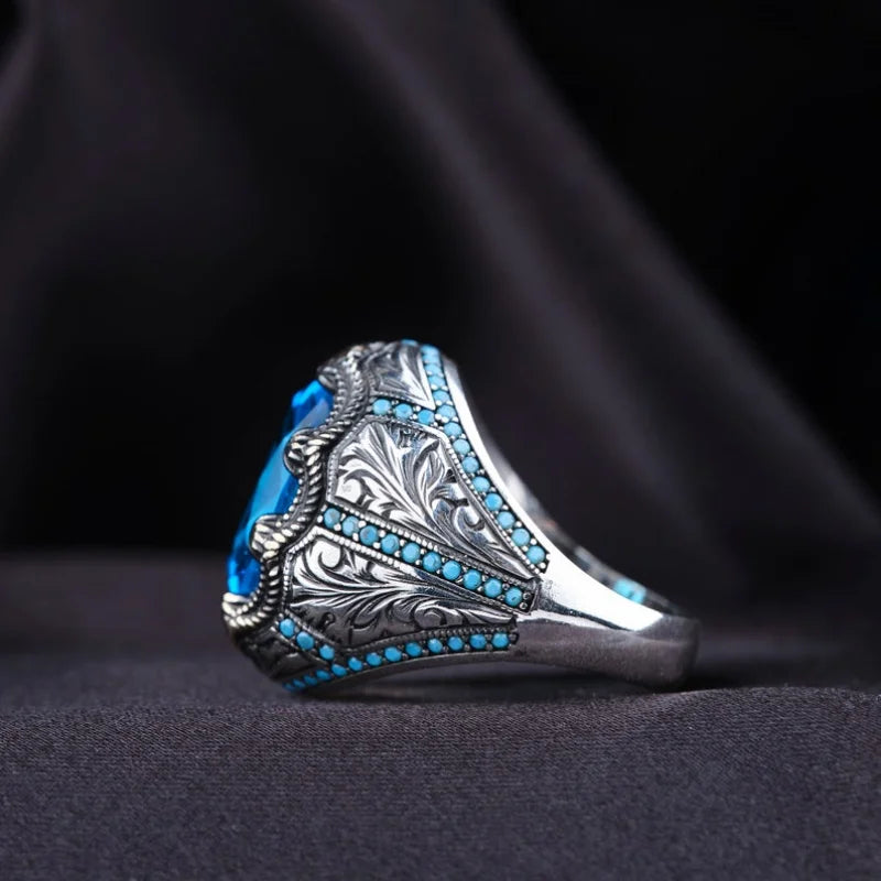 Silver Blue Zircon Ring