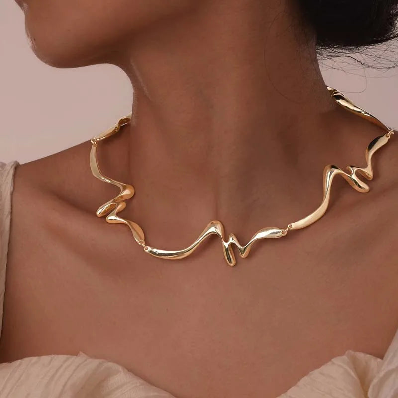 Liquid Wave Cuff Necklace