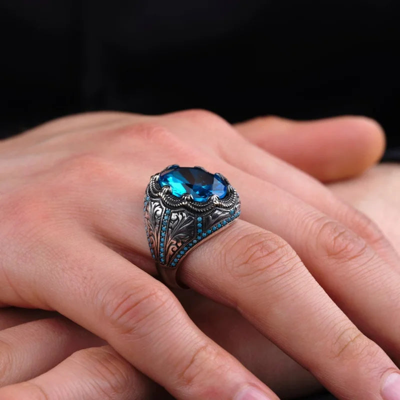 Silver Blue Zircon Ring