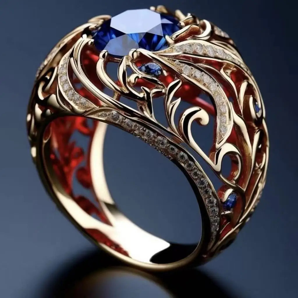 Golden Bloom Sapphire Ring