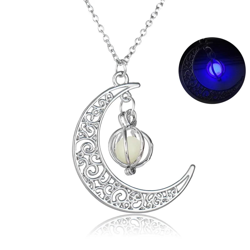 Silver Luminous Moon Necklace