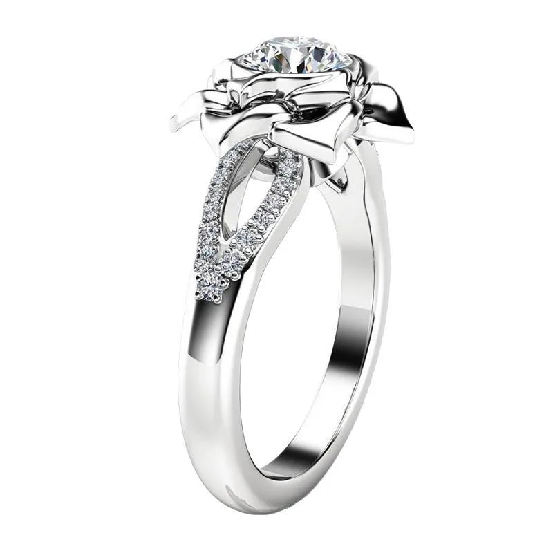 Ring Elegant Silver Floral