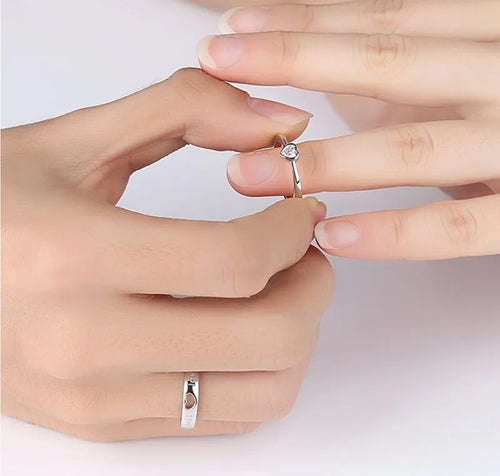 Couple Rings Set – Silver Heart Promise