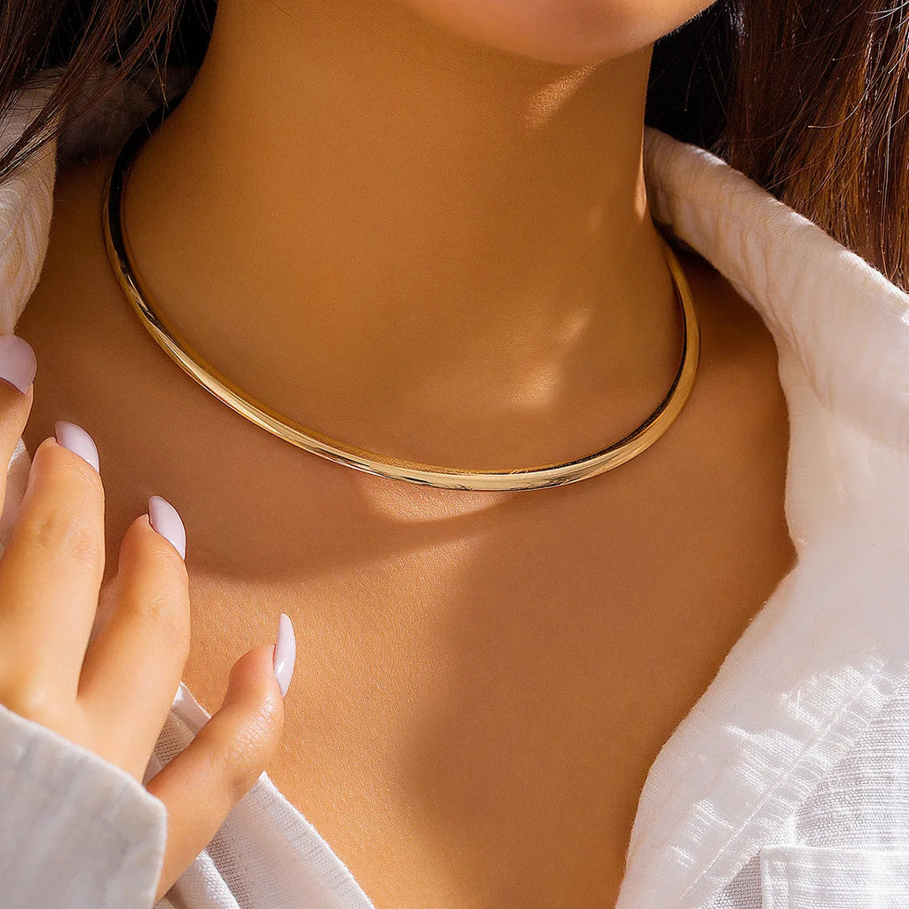 Golden Smooth Statement Choker