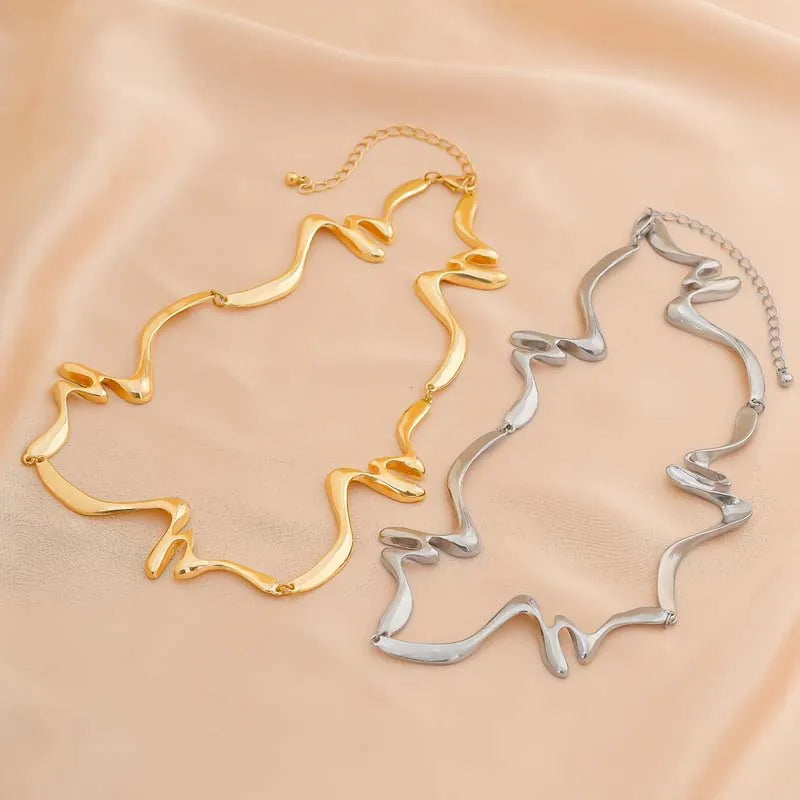 Liquid Wave Cuff Necklace