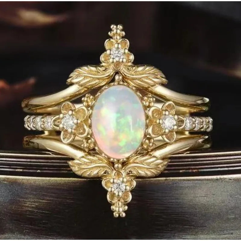 Ring Set – Gold Zircon Garden