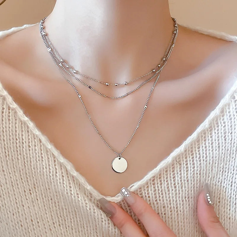 Two-Tone Layered Disc Necklace