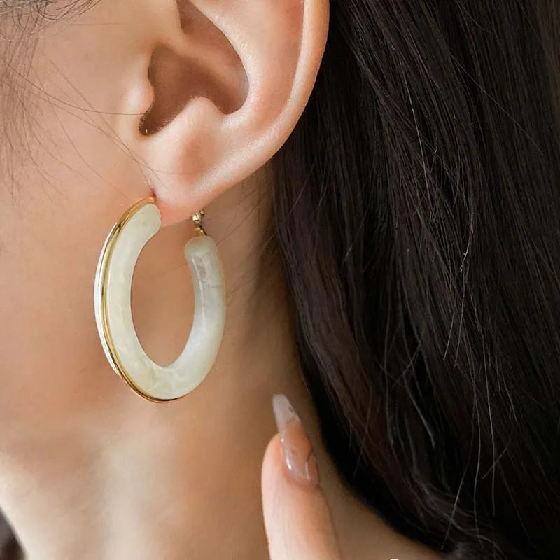 Resin Hoop Statement Earrings