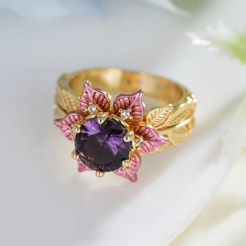 Purple Bloom Gold Floral