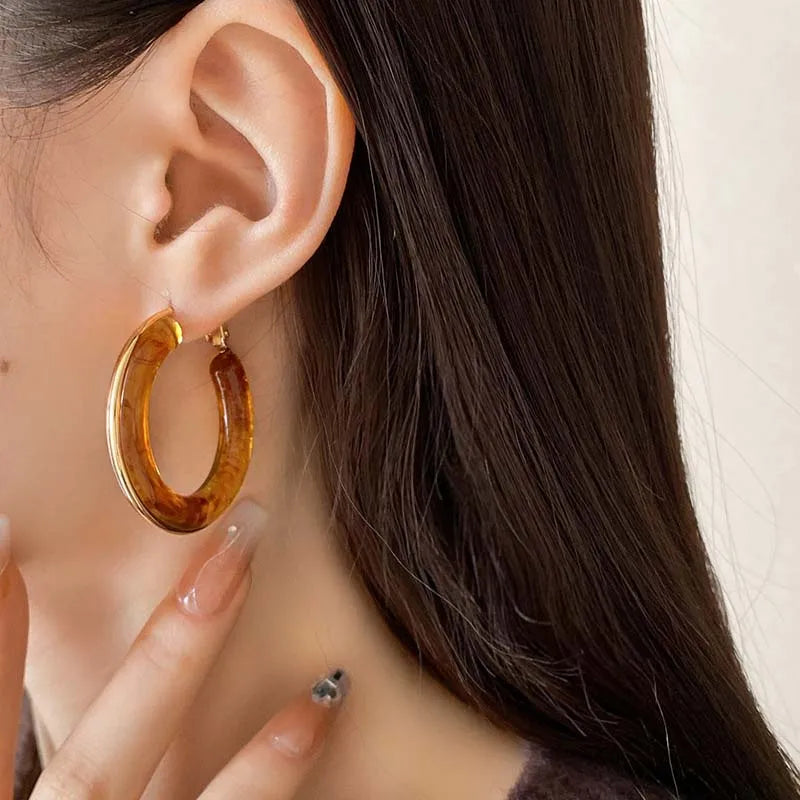 Resin Hoop Statement Earrings