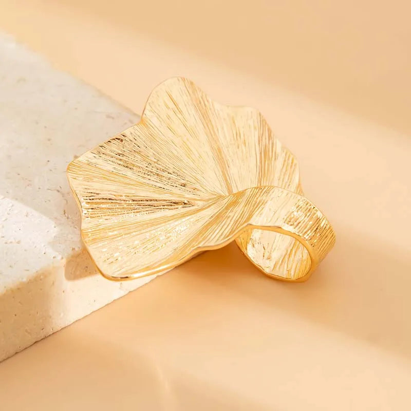 Textured Leaf Statement Ring